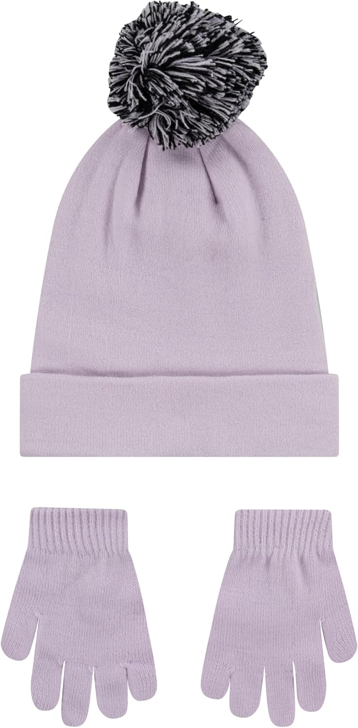 Hurley Kids’ Beanie and Glove Set(Light Lavender)
