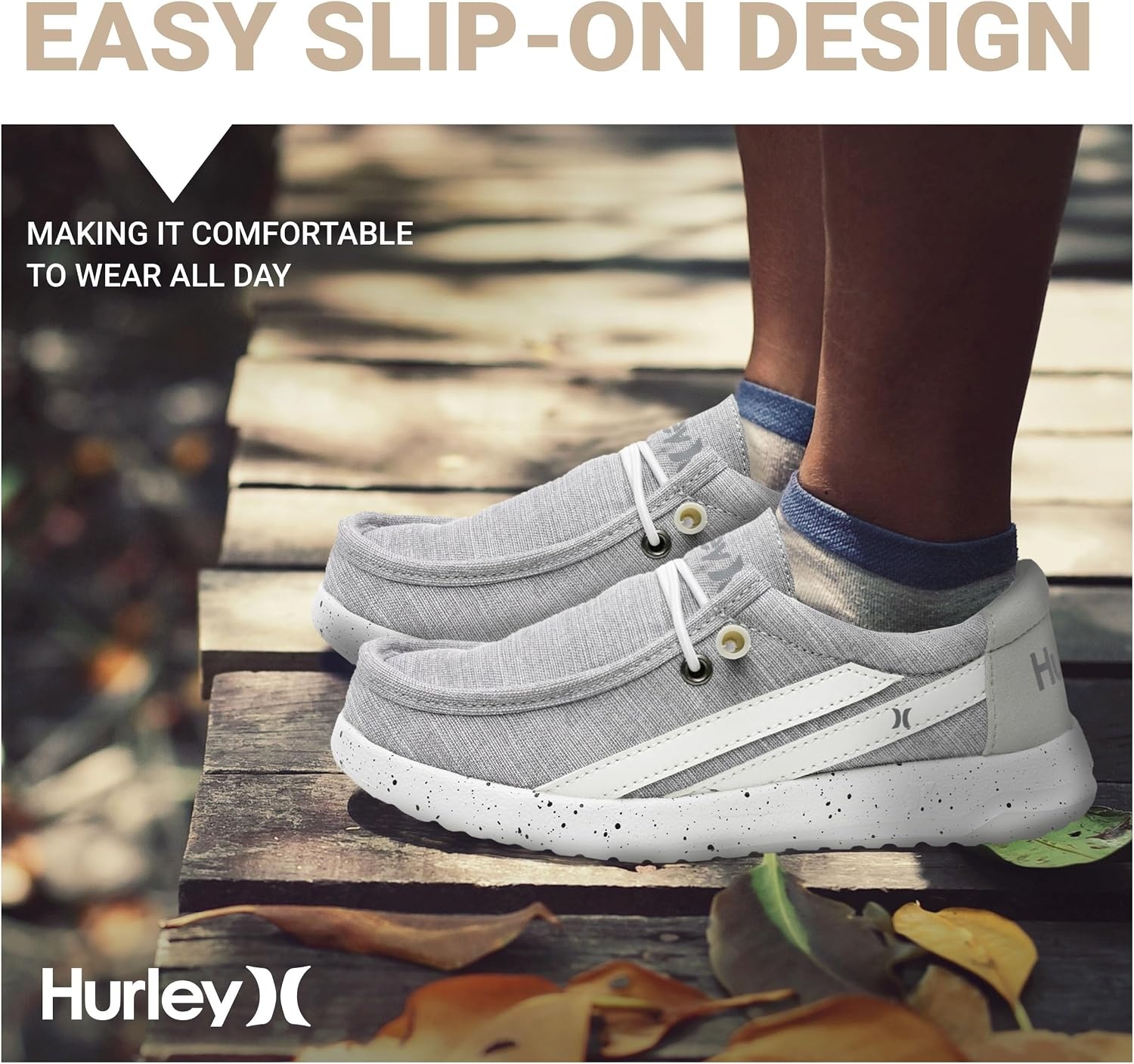 Hurley Kids Elastic Lace Loafers, Canvas Shoes for Boys & Girls – Comfortable, Durable, Stylish – Kid’s Fashion Sneakers, Wide Toe Shoes for Everyday Wear(Grey)