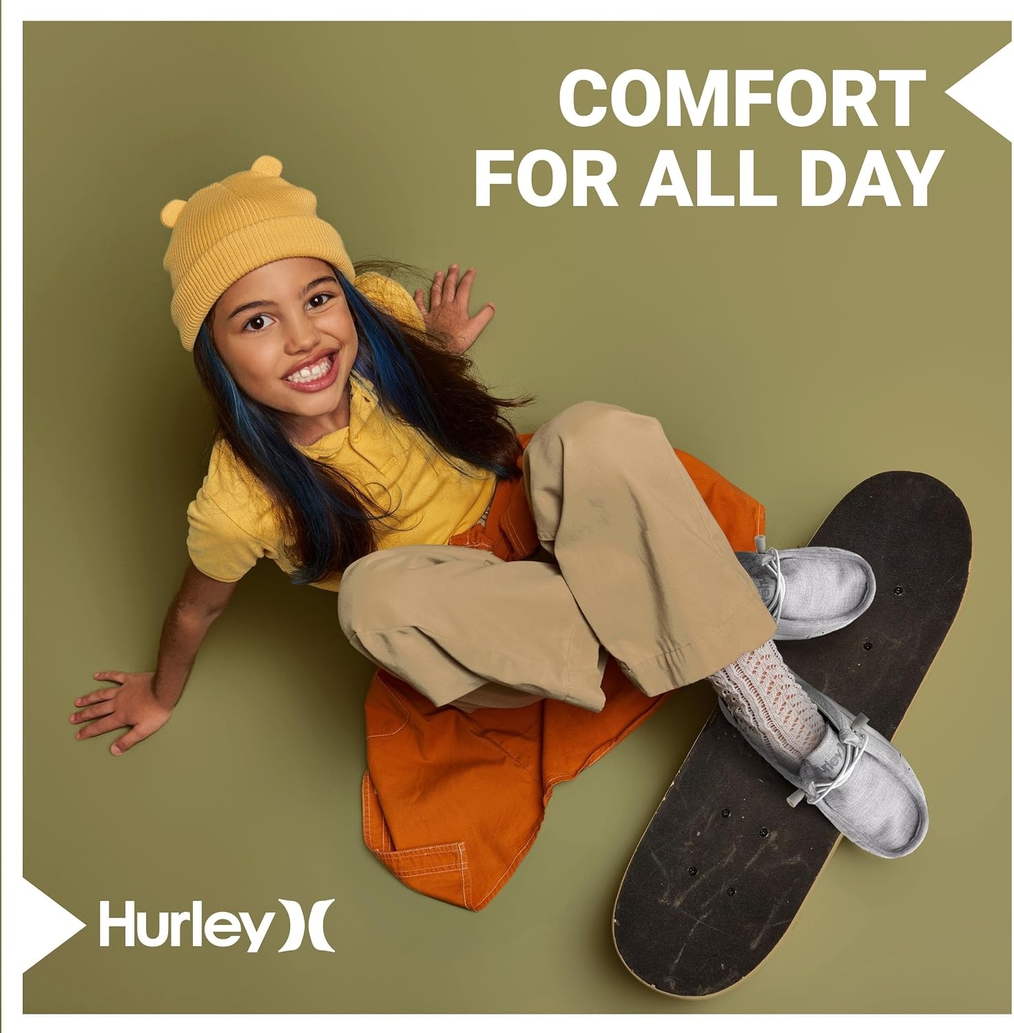 Hurley Kids Elastic Lace Loafers, Canvas Shoes for Boys & Girls – Comfortable, Durable, Stylish – Kid’s Fashion Sneakers, Wide Toe Shoes for Everyday Wear(Grey)