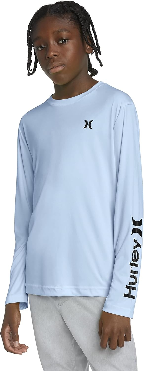 Hurley Boys’ Long Sleeve Graphic T-Shirt(Dream Blue Heather)
