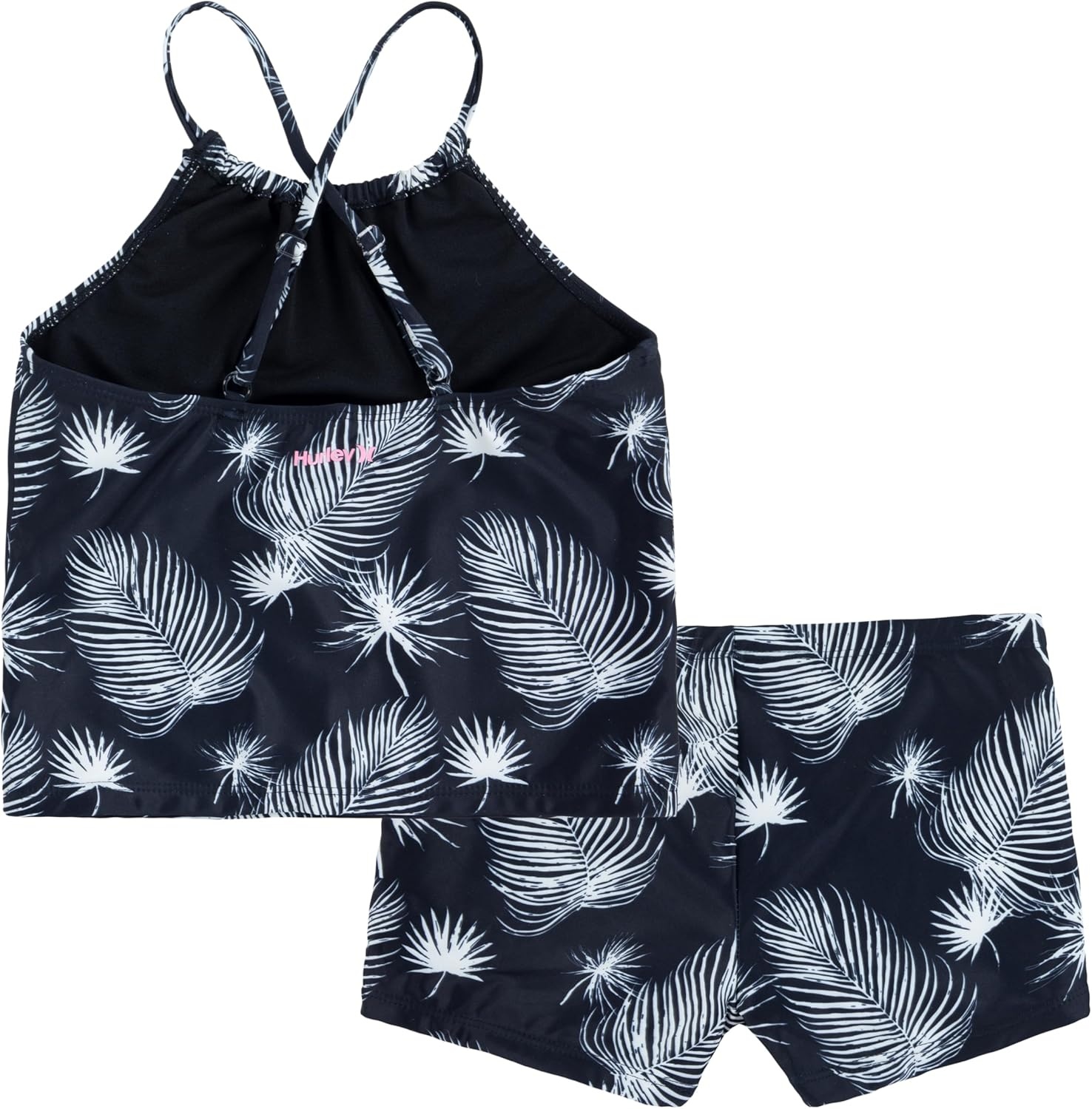 Hurley Girls’ Boyshort Tankini 2-piece Swimsuit(Black/Boyshort)