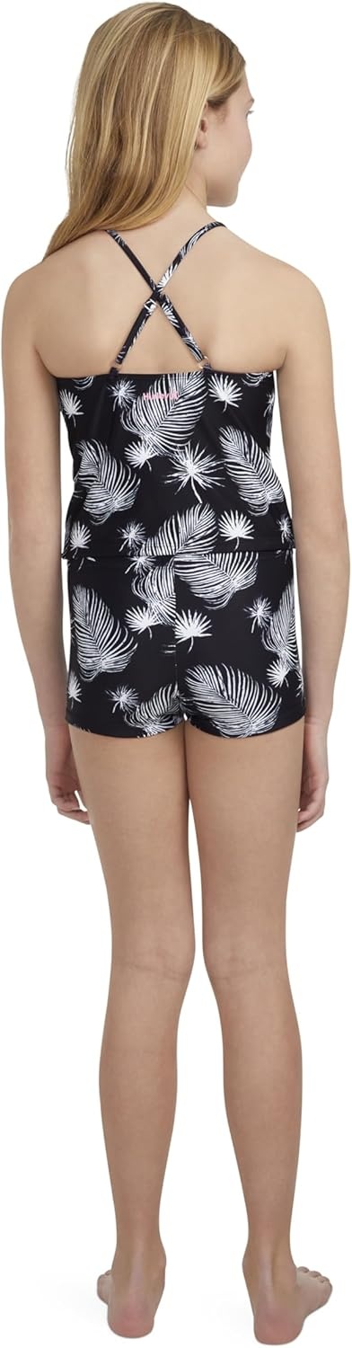 Hurley Girls’ Boyshort Tankini 2-piece Swimsuit(Black/Boyshort)