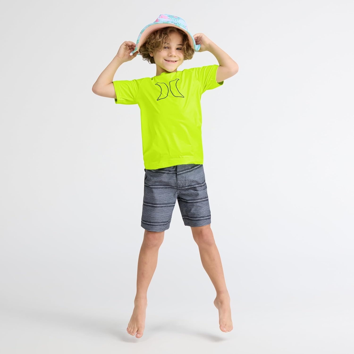 Hurley Boy’s Icon UPF 50+ Rash Guard Swim Shirt(Volt)