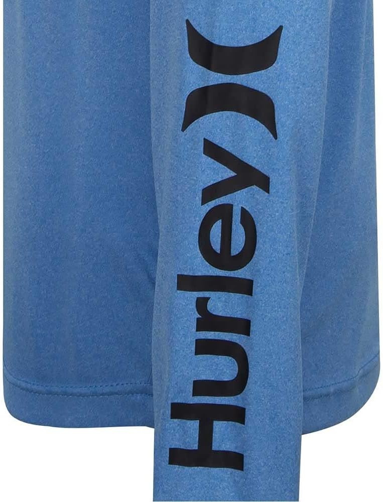 Hurley Boys’ Long Sleeve Graphic T-Shirt(Neptune Blue Heather)