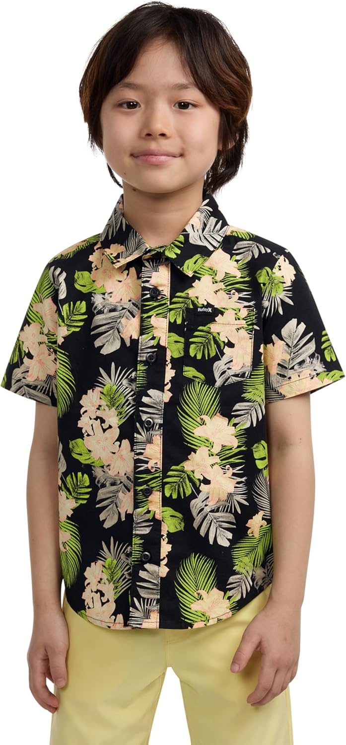 Hurley Boys’ Boys’ Woven Button Down Shirt(Black/Multi)