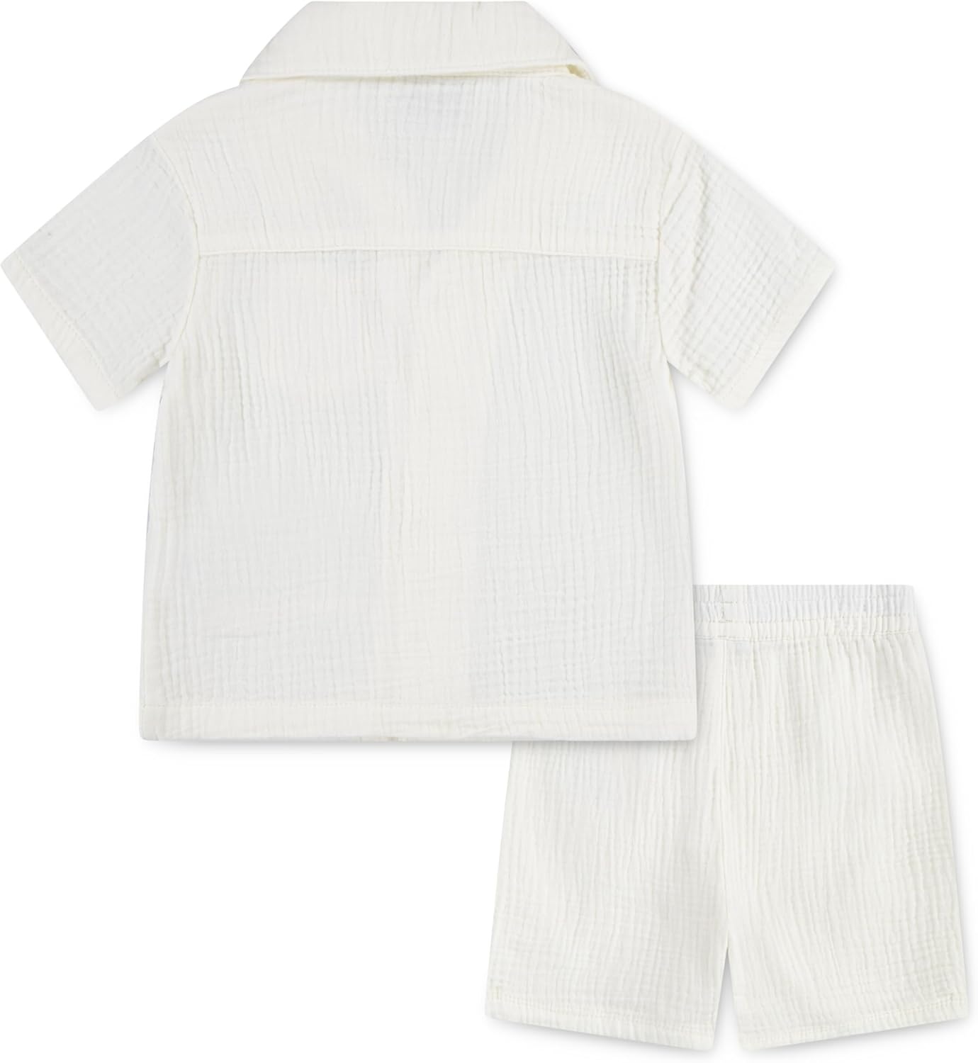 Hurley Baby and Toddler Boys’ Short Sleeve Button Up Shirt and Shorts 2-Piece Outfit Set(Marshmallow)