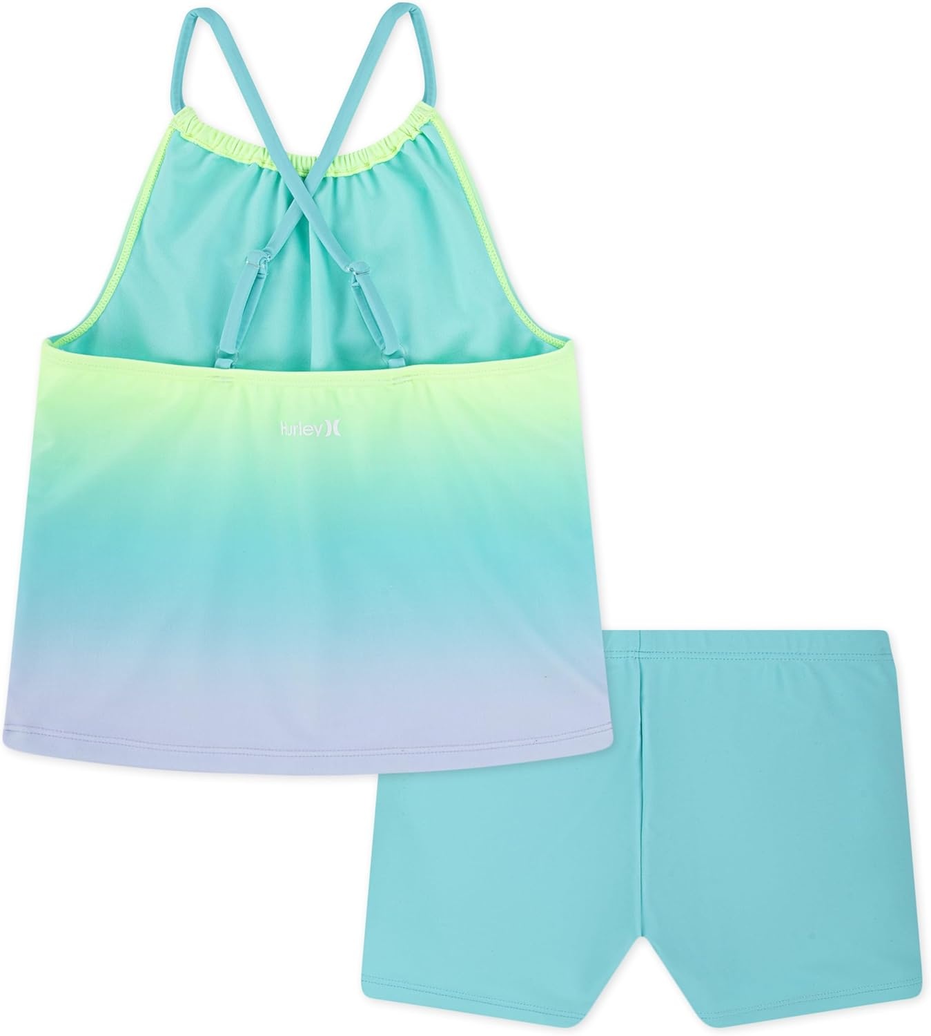 Hurley Girls’ Boyshort Tankini 2-piece Swimsuit(Aurora Green)