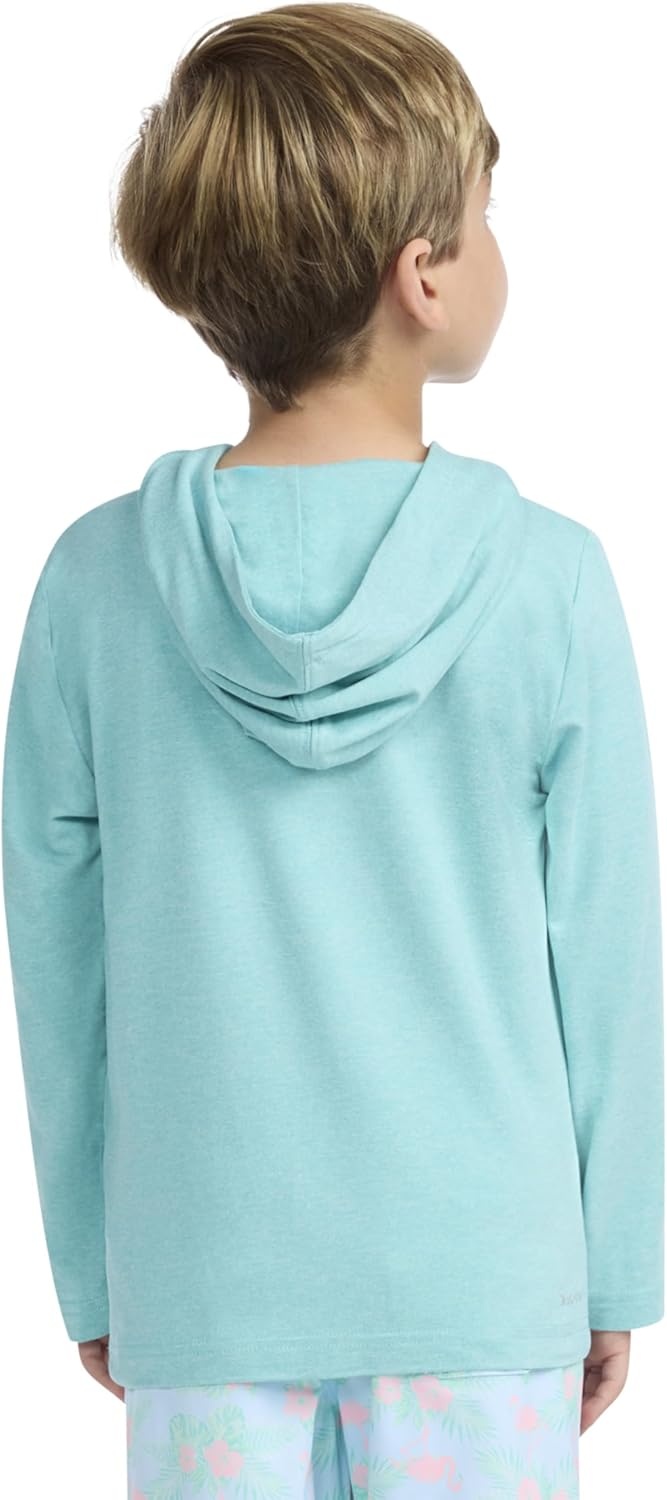 Hurley Boys’ Long Sleeve Hooded UPF 50+ Rash Guard Swim Shirt(Harbor Green Heather)