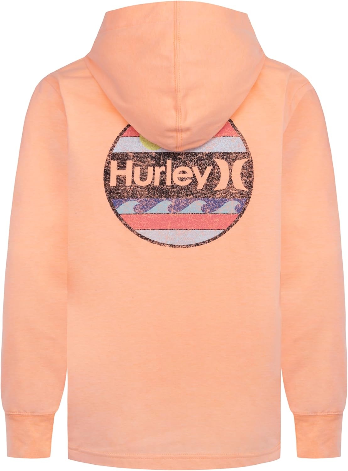 Hurley boys Long Sleeve Hooded Graphic T-shirt(Sunset Glow Heather)