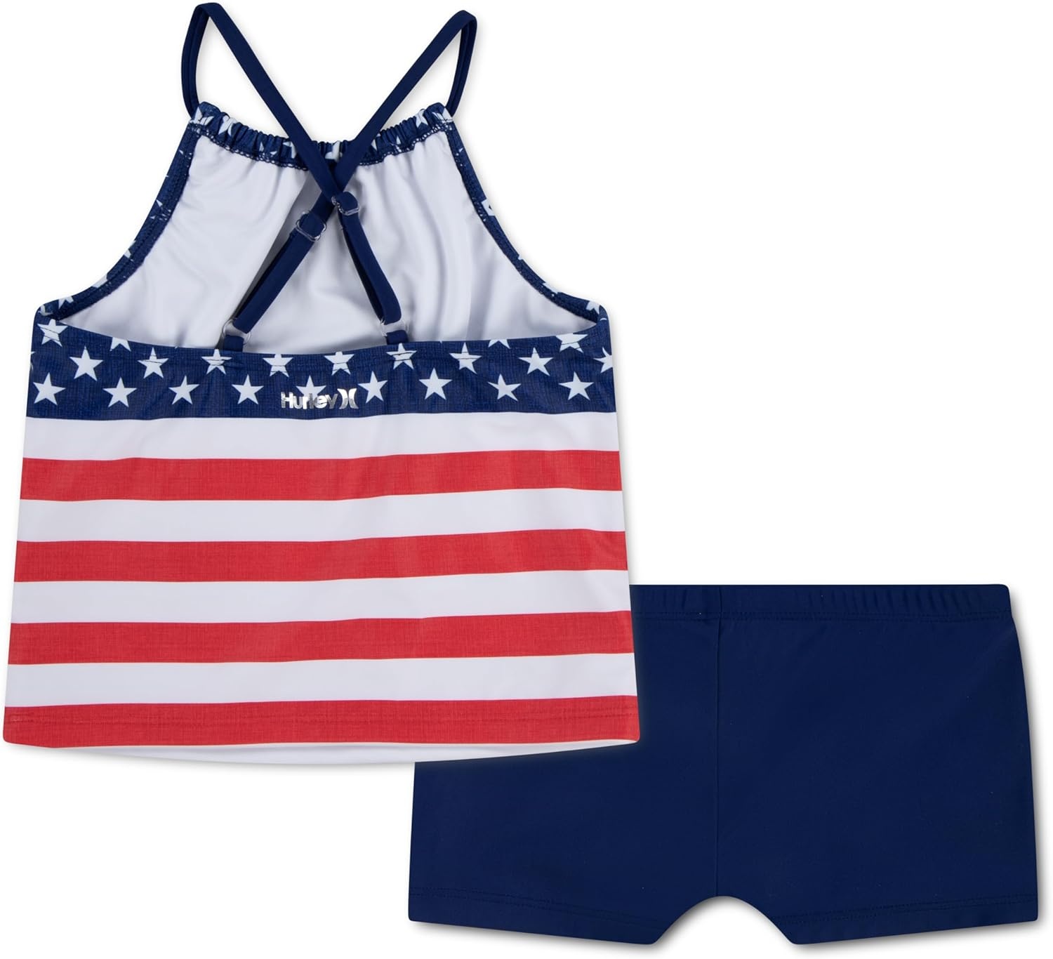 Hurley Girls’ Boyshort Tankini 2-piece Swimsuit(Americana)