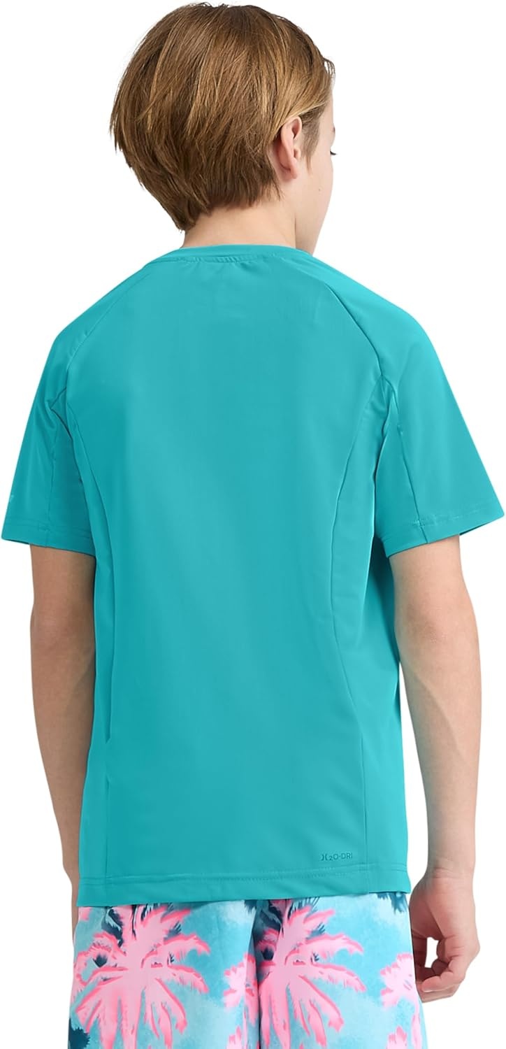 Hurley Boys UPF 50+ Rash Guard Swim Shirt(Barracuda Blue)