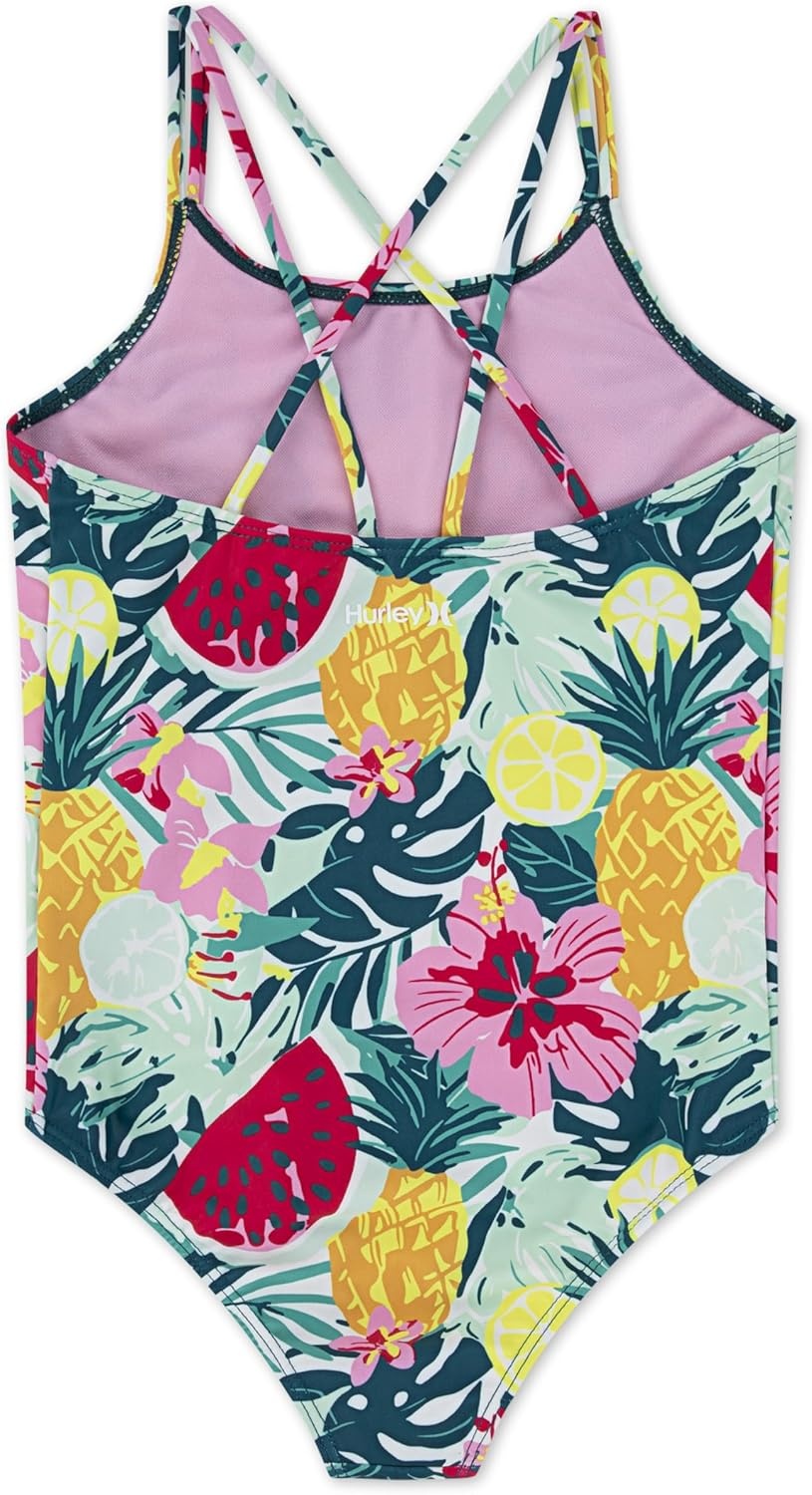 Hurley Girls’ One Piece Swimsuit(Pink/Fruits)