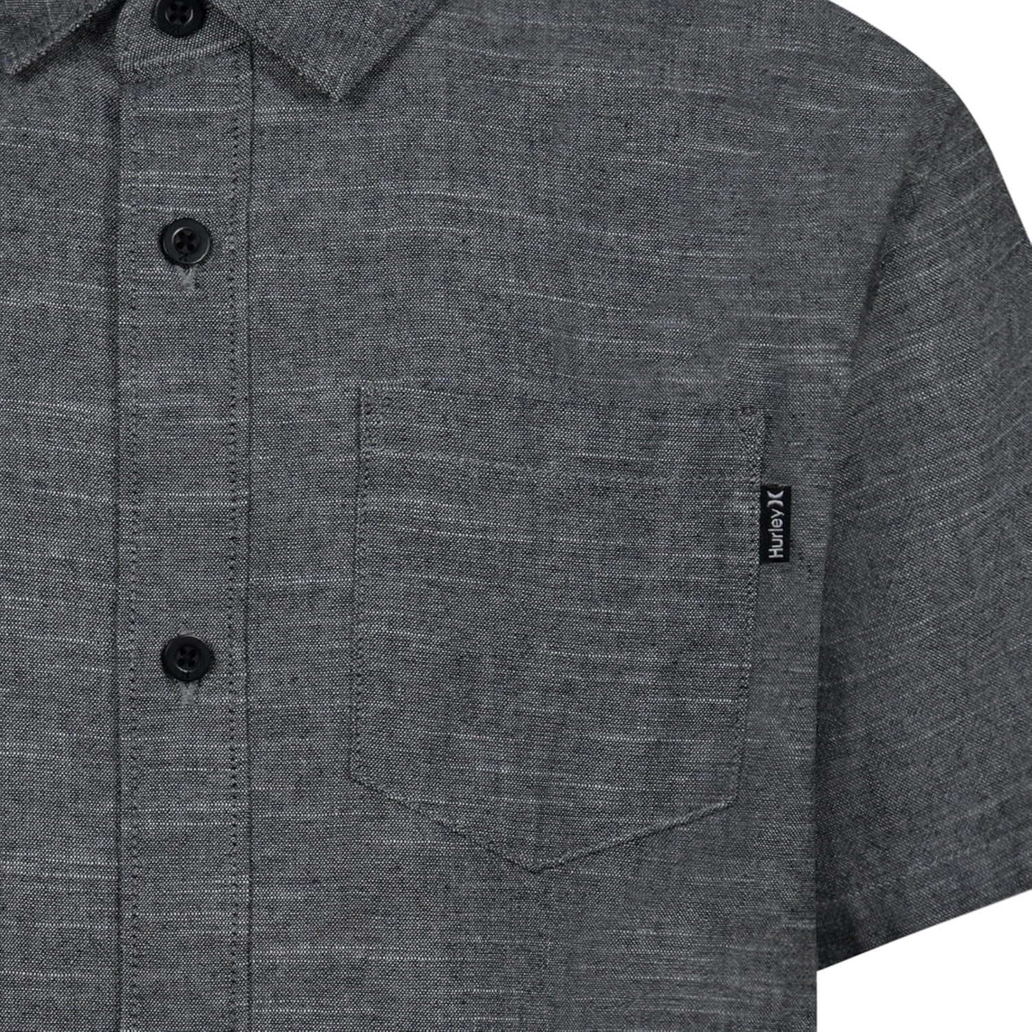 Hurley Boys’ Boys’ Woven Button Down Shirt(Black Chambray)