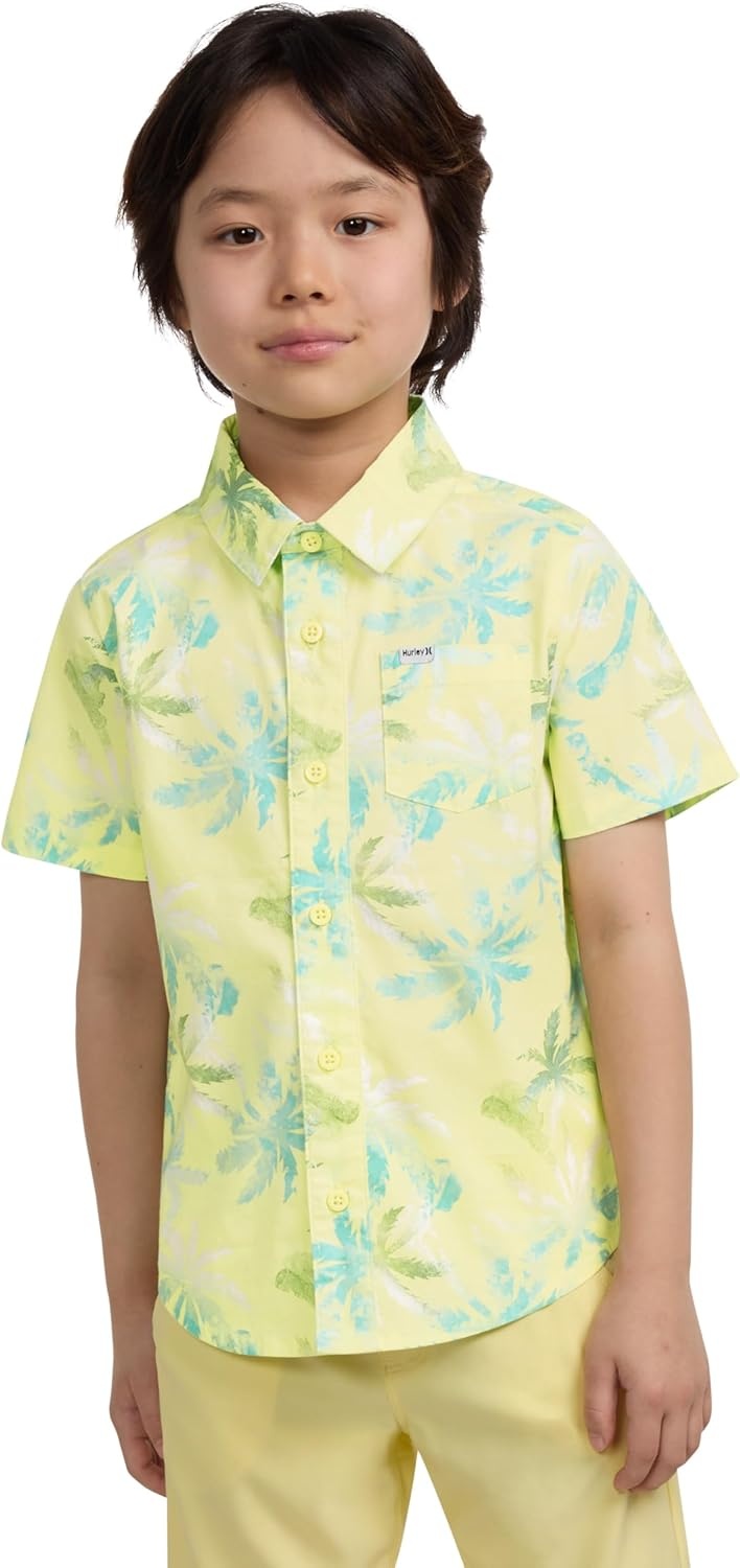 Hurley Boys’ Boys’ Woven Button Down Shirt(Heavenly Yellow)
