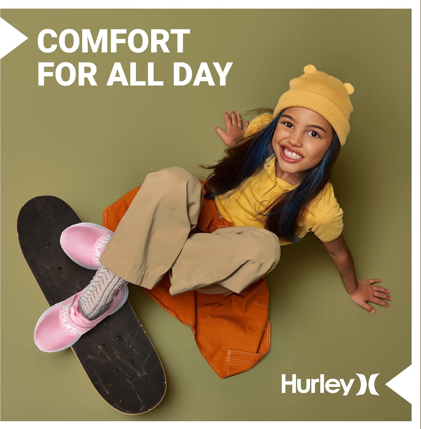 Hurley Kids Camby Lightweight Slip-on Sneakers, Walking, Basketball, Tennis, Running Shoes for Kids, Breathable Slip On Sports Shoes for Boys & Girls, with Padded Insole & Non-Slip Rubber Outsole(Pink)
