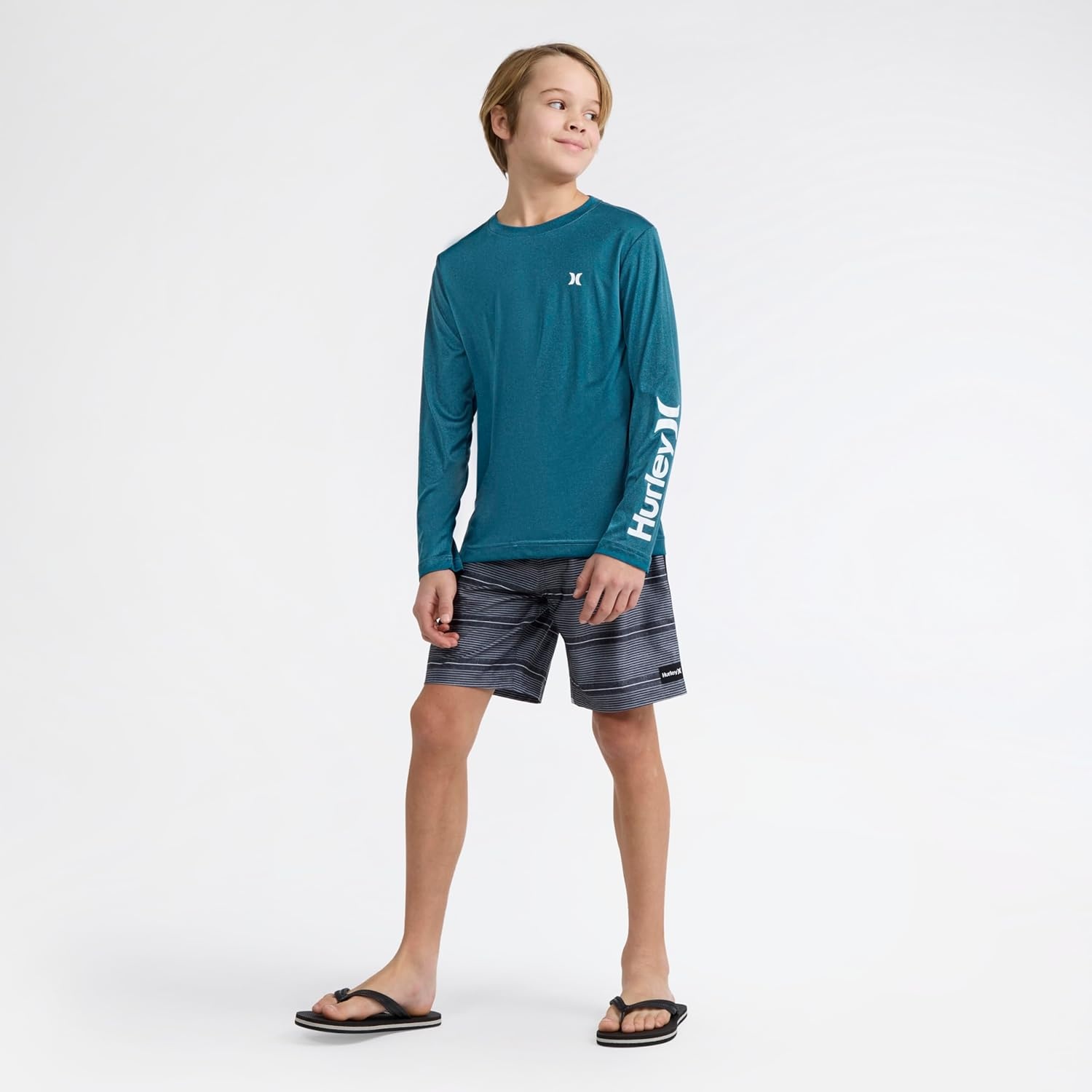 Hurley Boys’ Long Sleeve Graphic T-Shirt(Deepwaters)