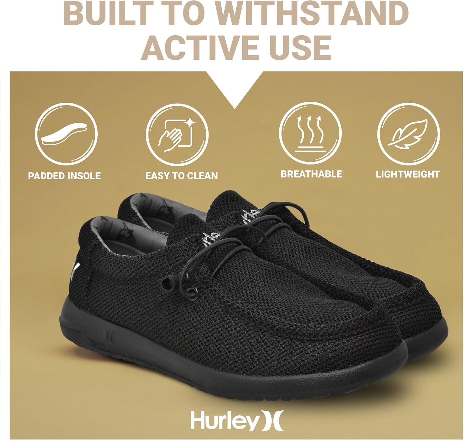 Hurley Kids Elastic Lace Loafers, Canvas Shoes for Boys & Girls – Comfortable, Durable, Stylish – Kid’s Fashion Sneakers, Wide Toe Shoes for Everyday Wear(Black)