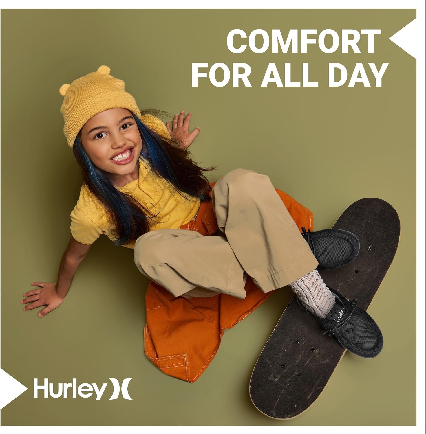 Hurley Kids Elastic Lace Loafers, Canvas Shoes for Boys & Girls – Comfortable, Durable, Stylish – Kid’s Fashion Sneakers, Wide Toe Shoes for Everyday Wear(Black)