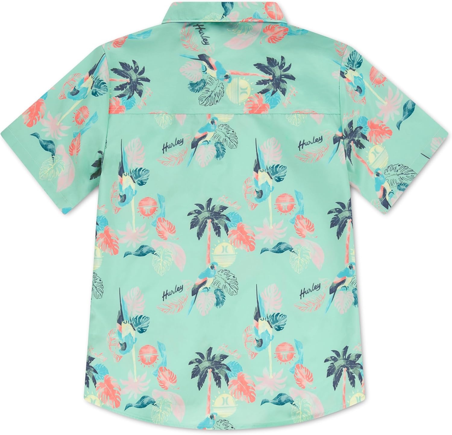 Hurley Boys’ Boys’ Woven Button Down Shirt(Jelly Mint Parrot)