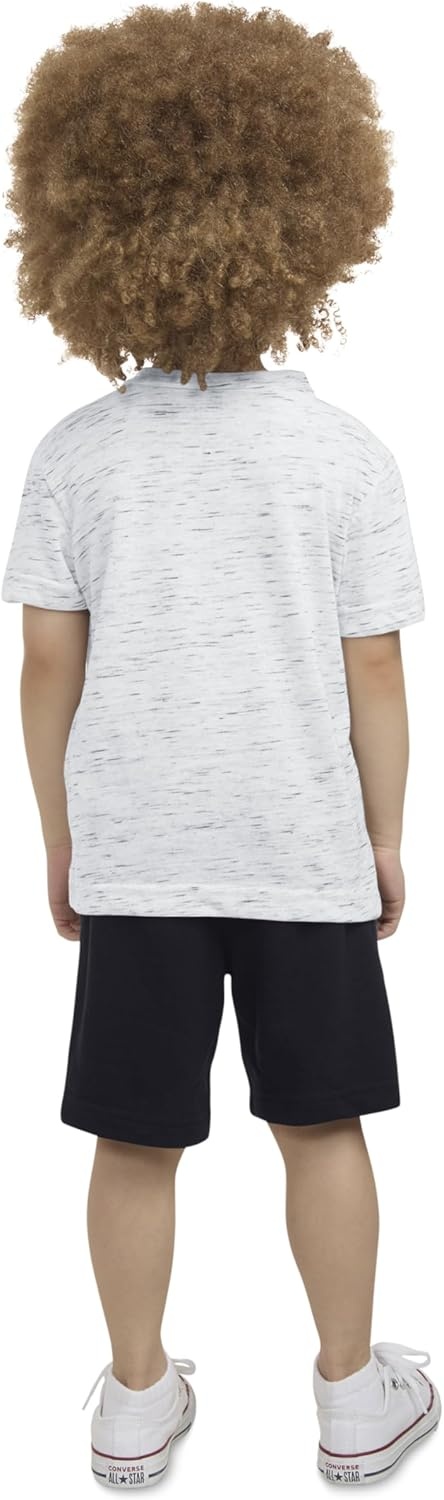 Hurley Baby and Toddler Boys’ Soft Basic Cloud Slub T-Shirt and Shorts 2-Piece Outfit Set(Black/White)