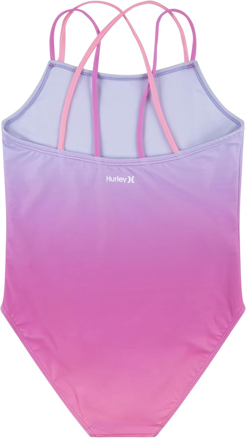 Hurley Girls’ One Piece Swimsuit(China Rose)