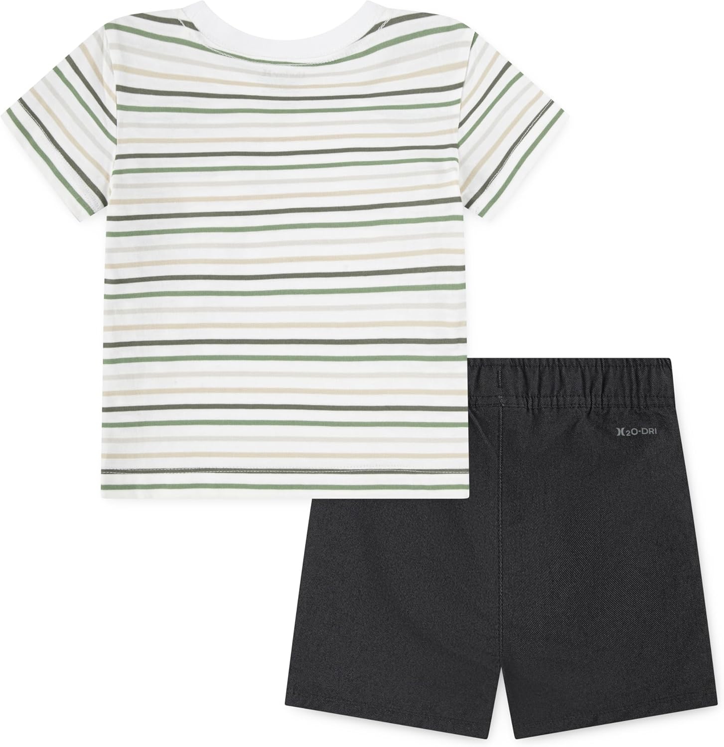Hurley Baby and Toddler Boys’ Soft Basic Cloud Slub T-Shirt and Shorts 2-Piece Outfit Set(Black/Stripe)