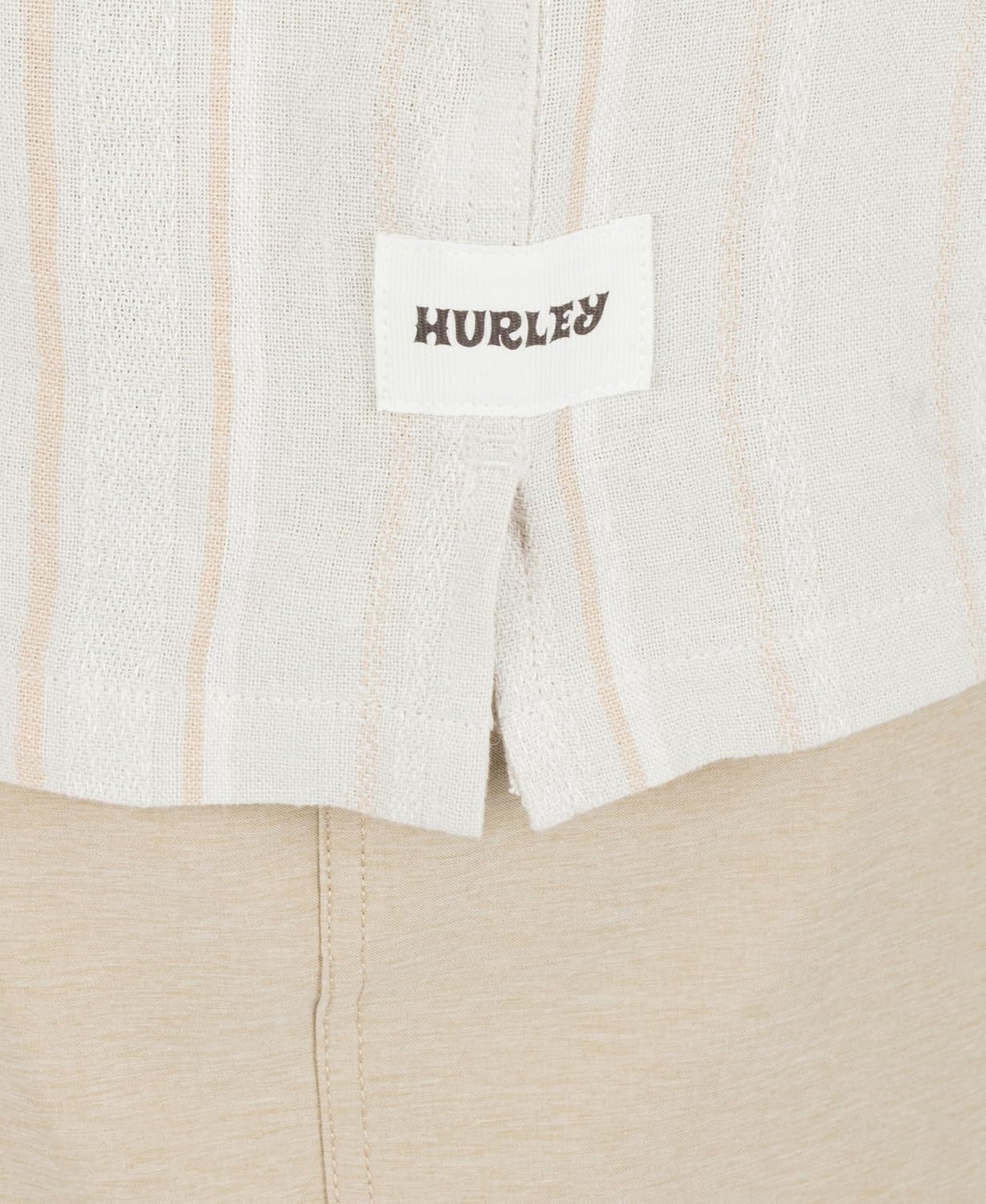 Hurley Men’s Short Sleeve Casual Button Down Shirt, Regular Fit, Chest Pocket(Bone)