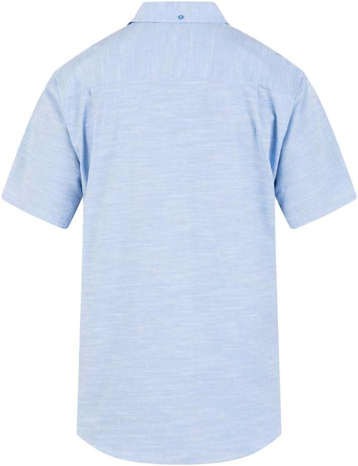 Hurley Men’s One and Only Textured Short Sleeve Button Up(Blue Oxford 2)