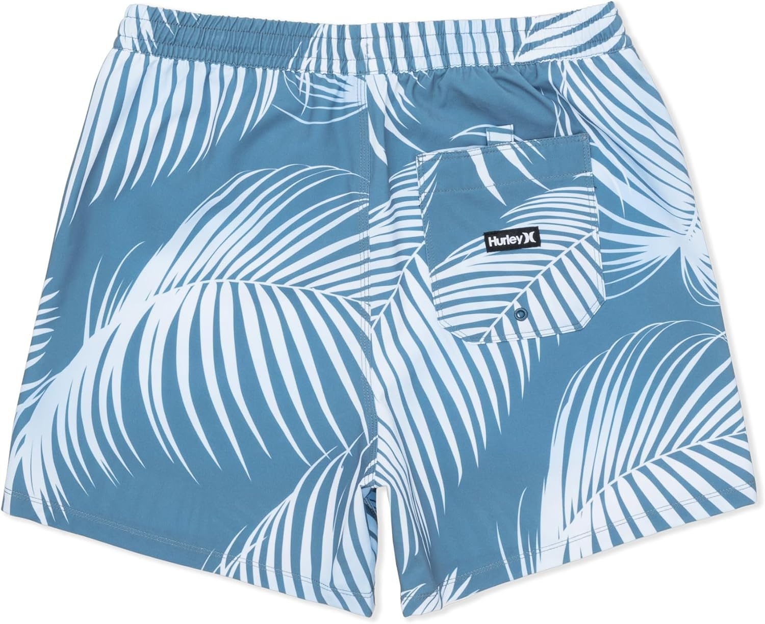 Hurley Men’s 4-Way Stretch Compression Lined 6″ Inseam Boardshort, 17″ Outseam, Elastic Waistband(Grey Teal – Leaf Print)
