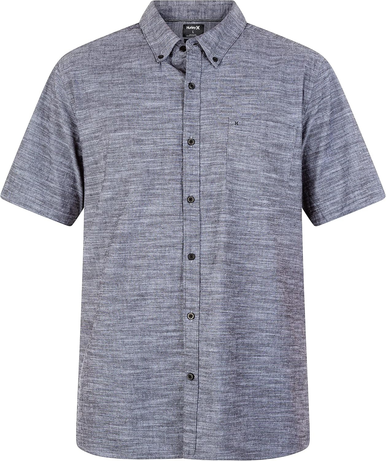 Hurley Men’s One and Only Textured Short Sleeve Button Up(Black)