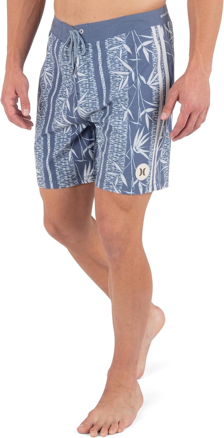 Hurley Men’s Phantom Naturals 4-Way Stretch 7″ Inseam Boardshort, 18″ Outseam, Quick Dry Swim Trunks(Monsoon)