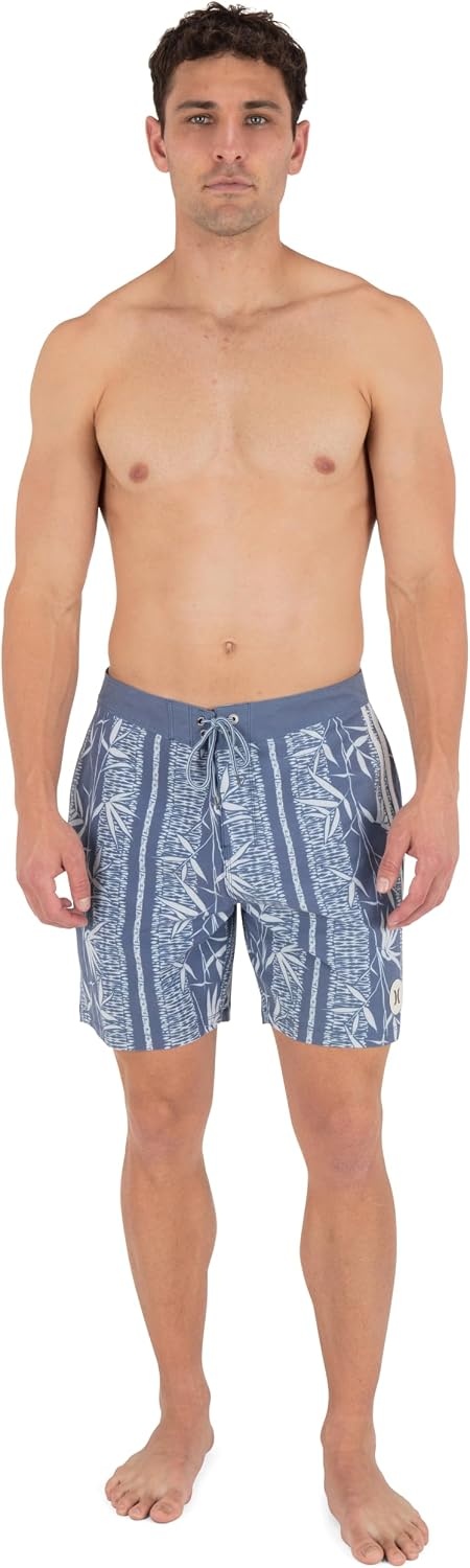 Hurley Men’s Phantom Naturals 4-Way Stretch 7″ Inseam Boardshort, 18″ Outseam, Quick Dry Swim Trunks(Monsoon)