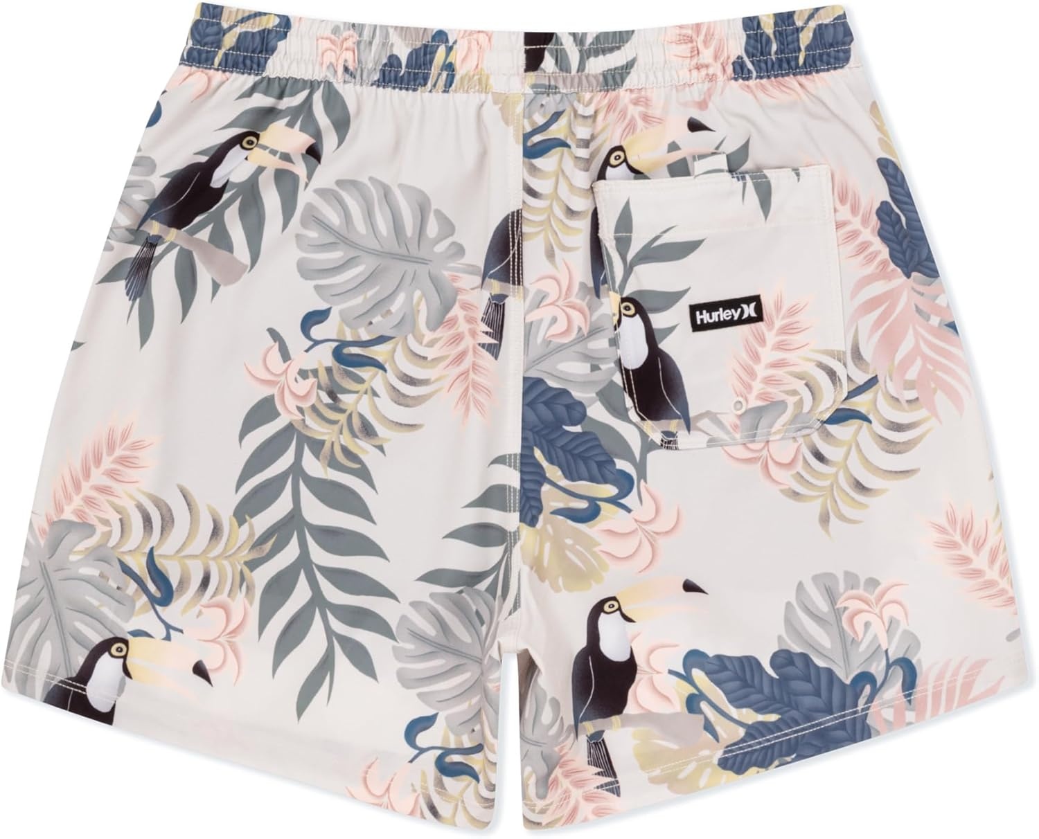 Hurley Men’s 4-Way Stretch Compression Lined 6″ Inseam Boardshort, 17″ Outseam, Elastic Waistband(Bone – Print)