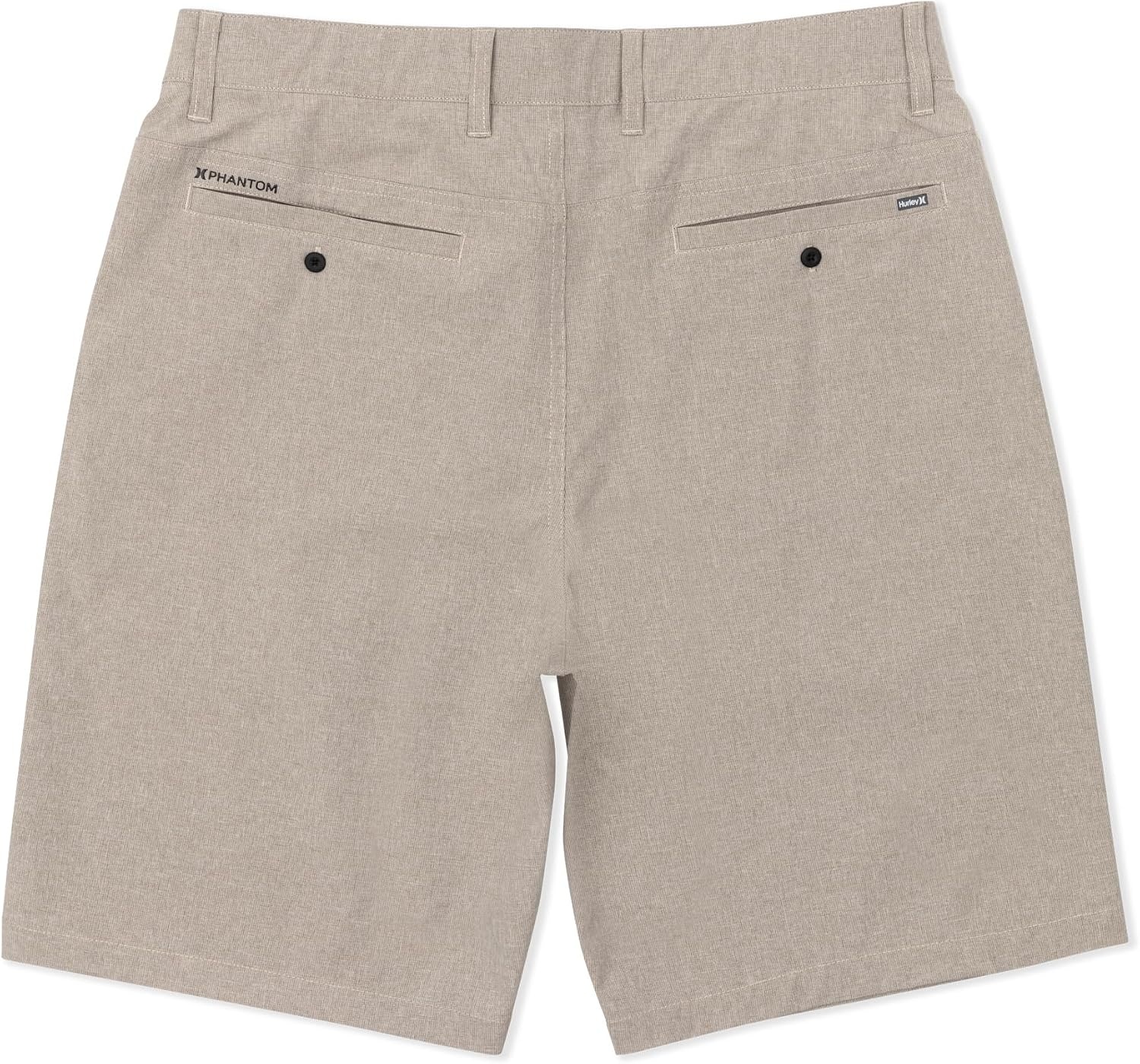 Hurley Men’s Phantom 4-Way Stretch Microcheck Hybrid Walk Shorts, 9″ Inseam 20″ Outseam, Quick Dry, Button Closure(Woodside)