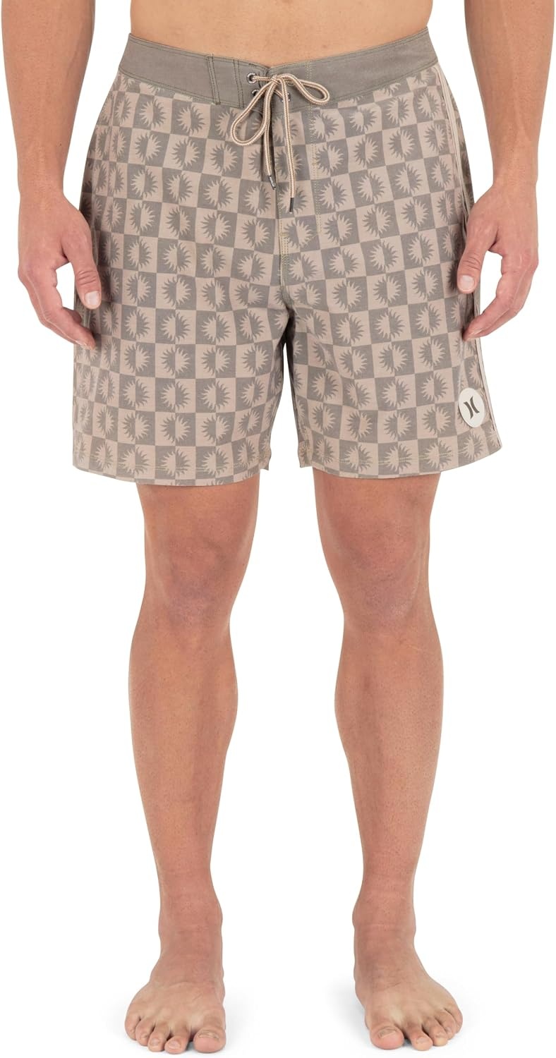 Hurley Men’s Phantom Naturals 4-Way Stretch 7″ Inseam Boardshort, 18″ Outseam, Quick Dry Swim Trunks(Woodside)