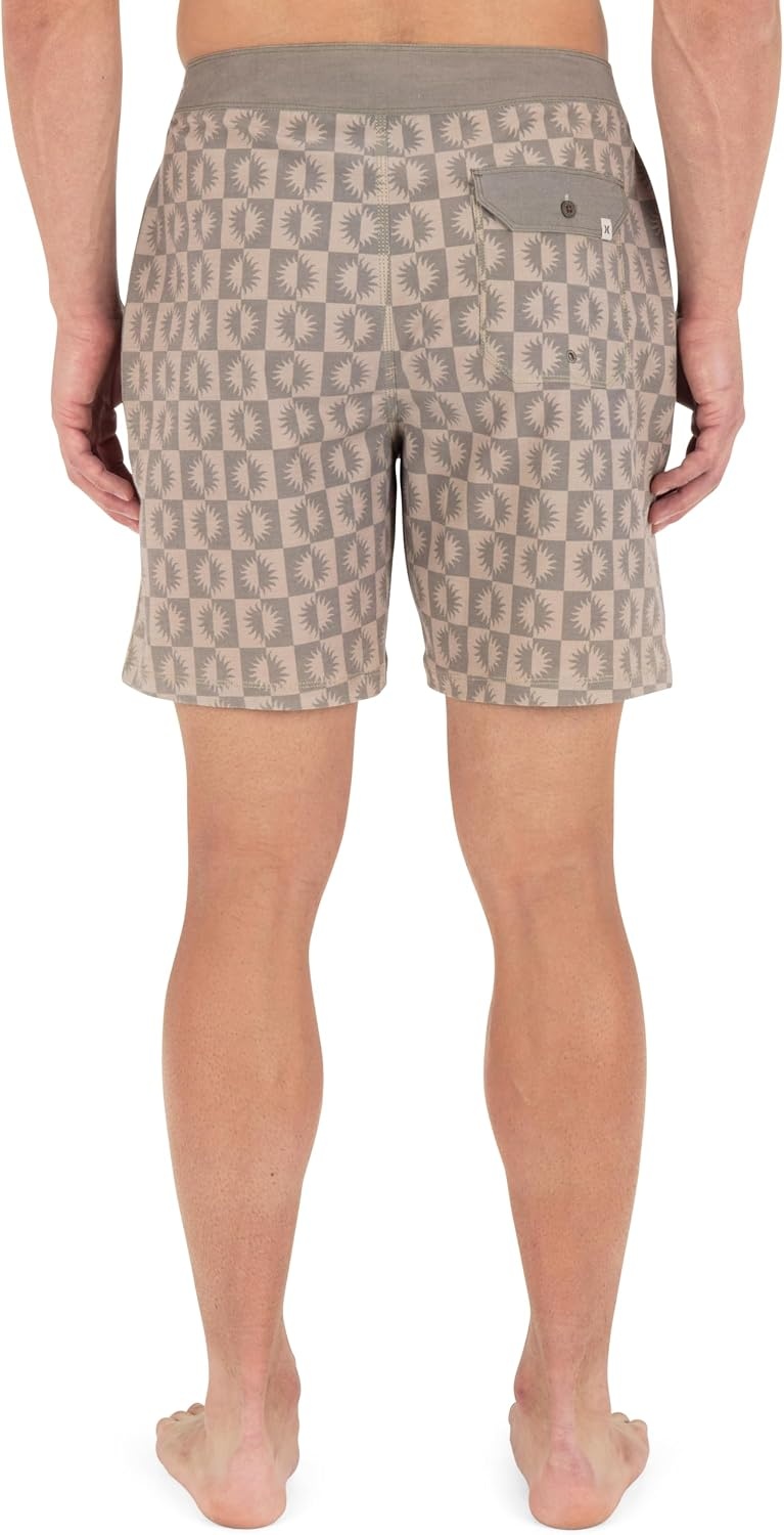 Hurley Men’s Phantom Naturals 4-Way Stretch 7″ Inseam Boardshort, 18″ Outseam, Quick Dry Swim Trunks(Woodside)