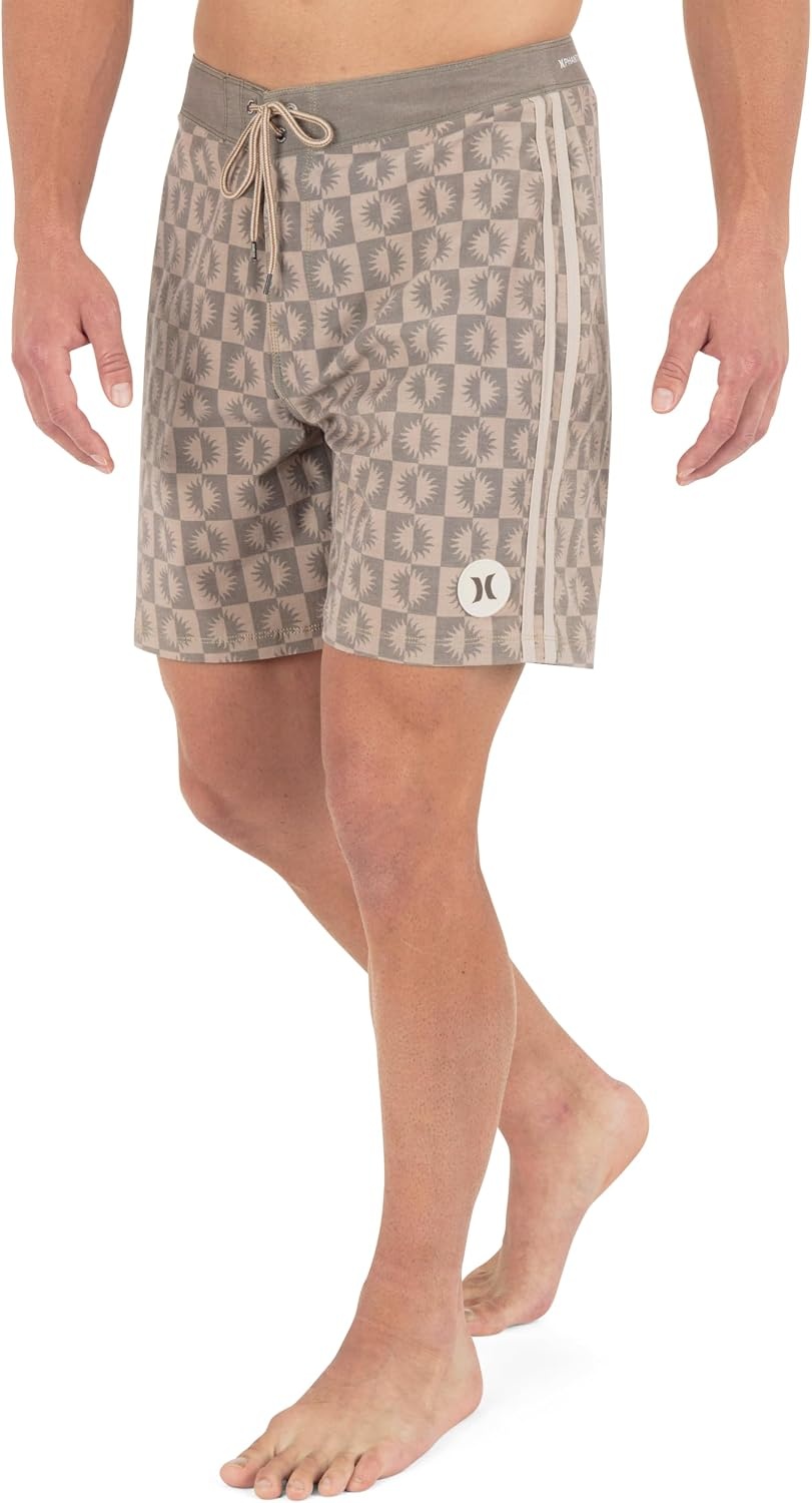Hurley Men’s Phantom Naturals 4-Way Stretch 7″ Inseam Boardshort, 18″ Outseam, Quick Dry Swim Trunks(Woodside)