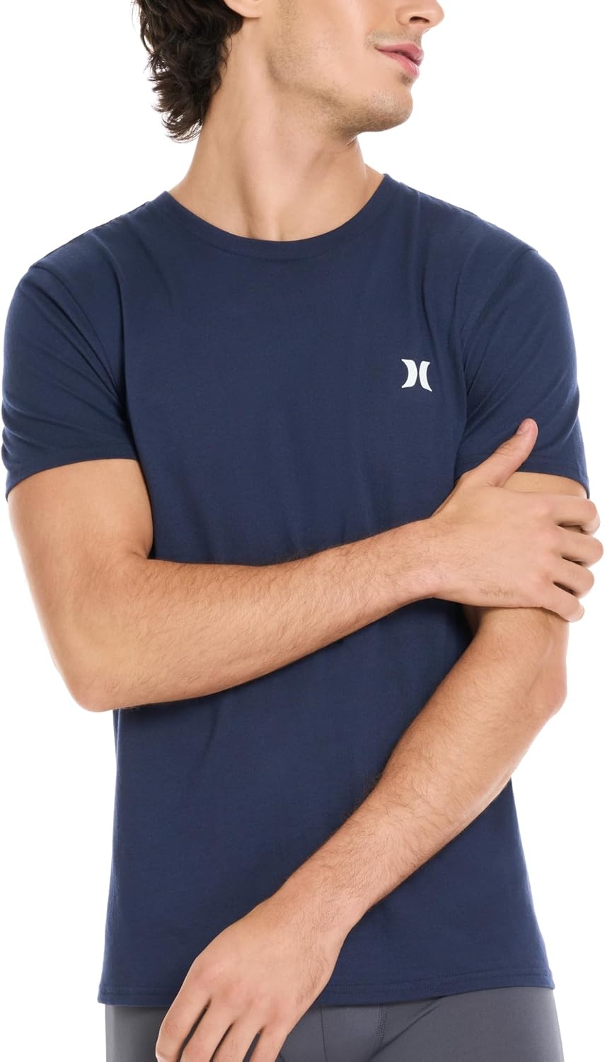 Hurley Men’s 2 Pack Cotton Crewneck Short Sleeve T-Shirt(Obsidian/Oatmeal Heather)