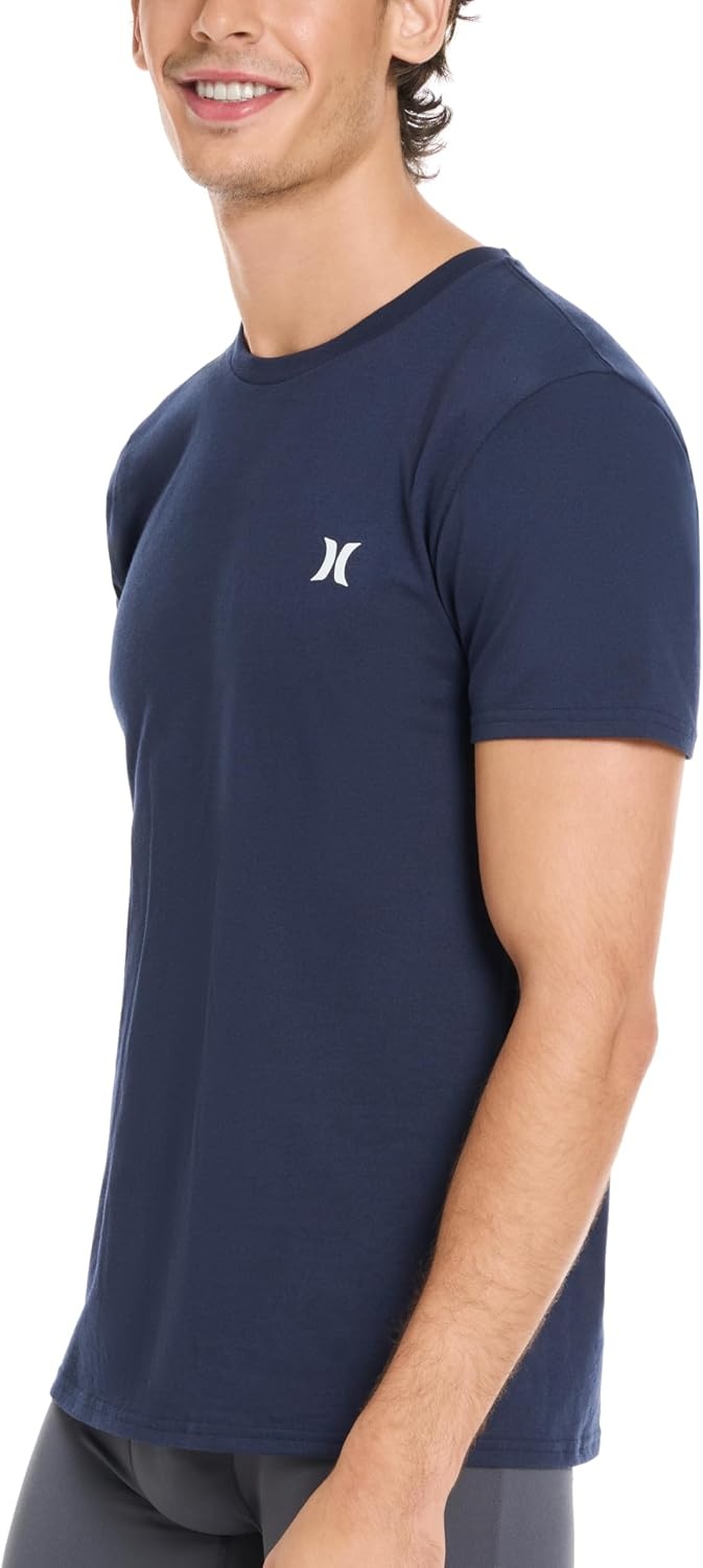 Hurley Men’s 2 Pack Cotton Crewneck Short Sleeve T-Shirt(Obsidian/Oatmeal Heather)
