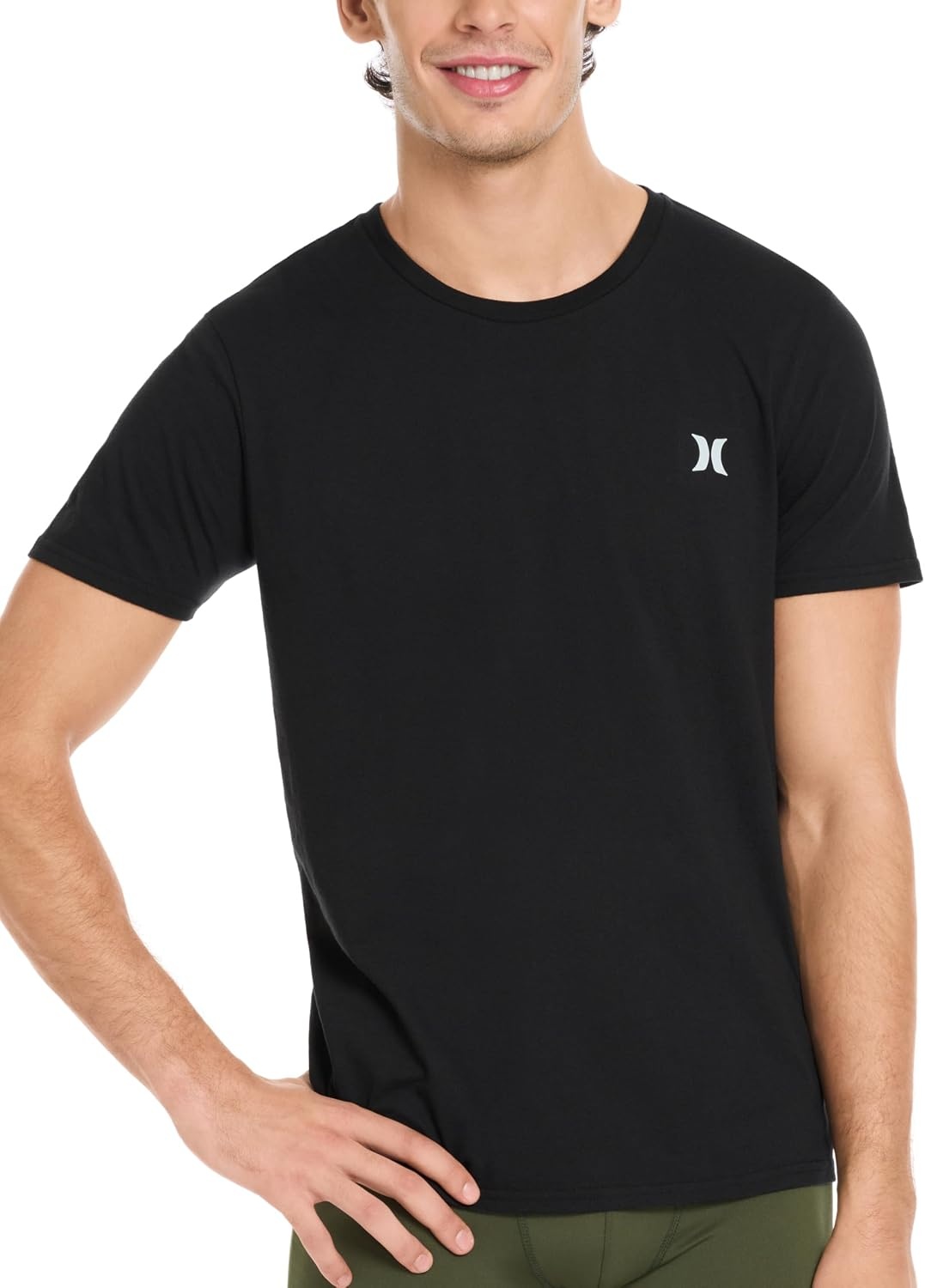 Hurley Men’s 2 Pack Cotton Crewneck Short Sleeve T-Shirt(Black/Grey Heather)