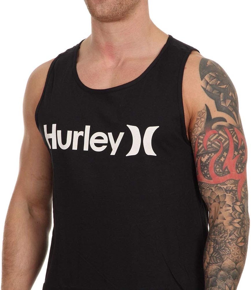 Hurley Men’s One & Only Graphic Tank Top(Black/(White))