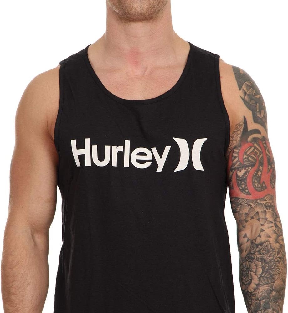 Hurley Men’s One & Only Graphic Tank Top(Black/(White))