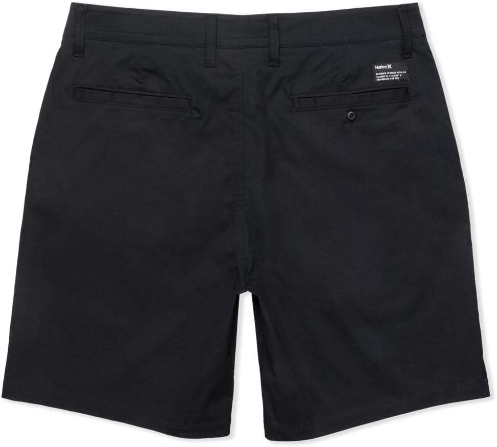 Hurley Men’s Icon Cotton Walk Short, 8″ Inseam 19″ Outseam, Button Closure(Black)