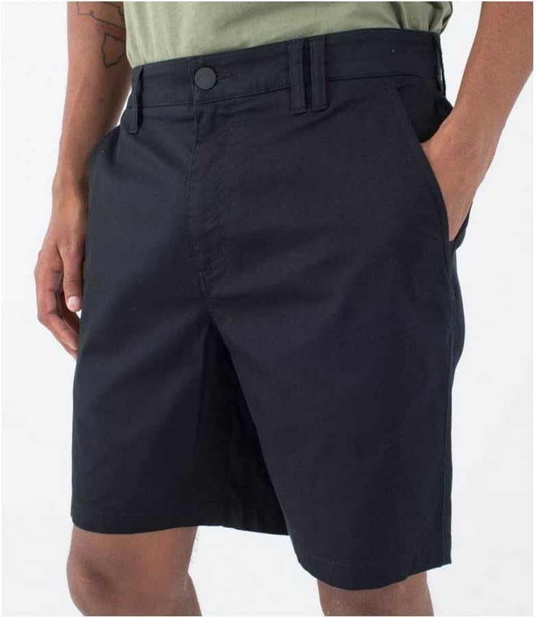 Hurley Men’s Icon Cotton Walk Short, 8″ Inseam 19″ Outseam, Button Closure(Black)