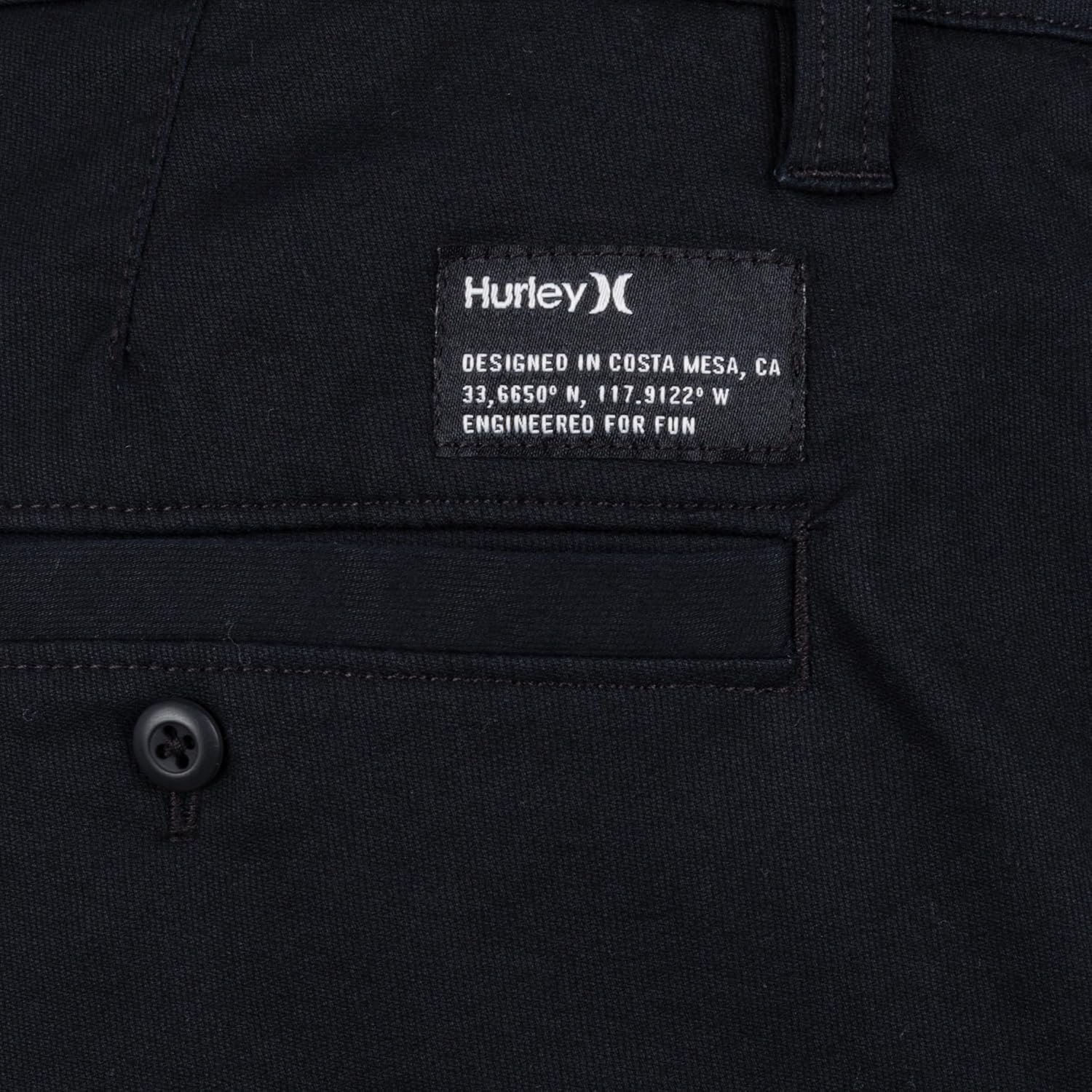 Hurley Men’s Icon Cotton Walk Short, 8″ Inseam 19″ Outseam, Button Closure(Black)