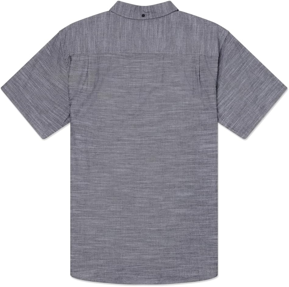Hurley Men’s One and Only Textured Short Sleeve Button Up(Black – Stretch)