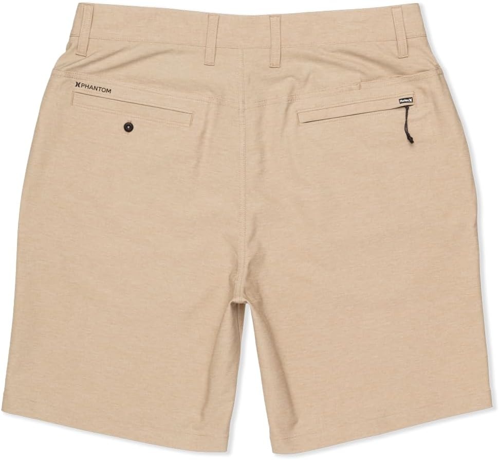 Hurley Men’s Phantom 4-Way Stretch Walk Shorts, 9″ Inseam 20″ Outseam, Quick Dry, Button Closure(Khaki)
