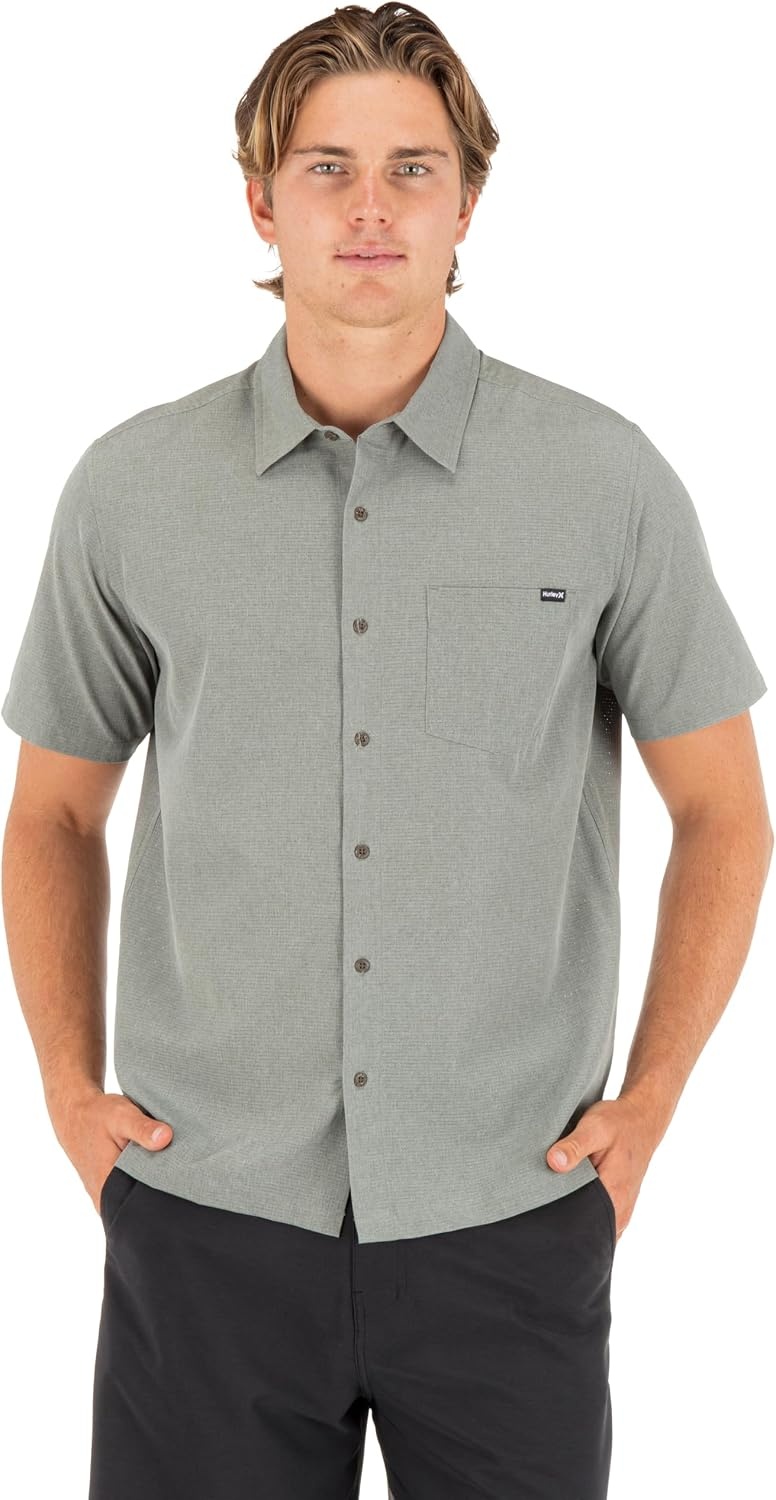 Hurley Men’s Newport Stretch Short Sleeve(Great White/Grey)