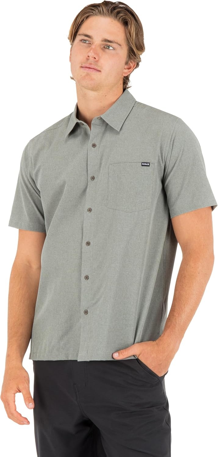 Hurley Men’s Newport Stretch Short Sleeve(Great White/Grey)