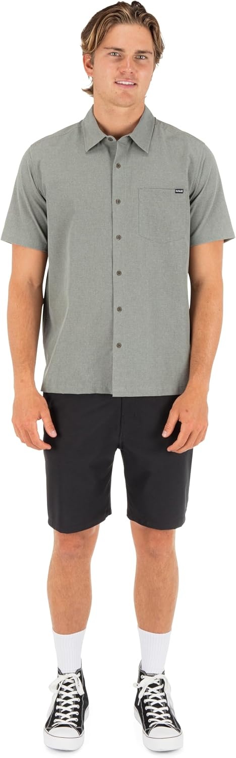 Hurley Men’s Newport Stretch Short Sleeve(Great White/Grey)